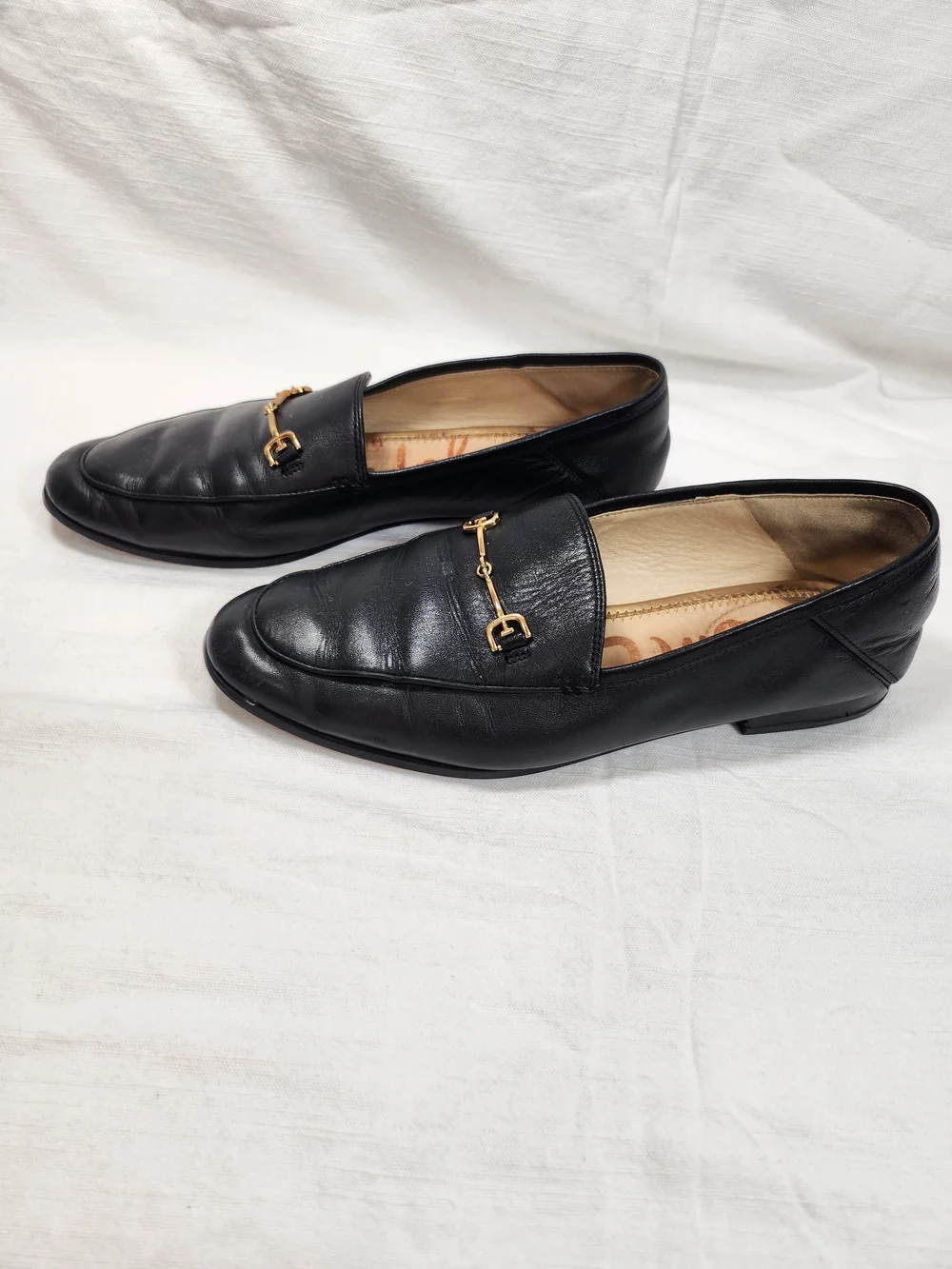 Sam Edelman Black Leather Loraine Horsebit Loafers Sz 8.5 Minimalist Slip On